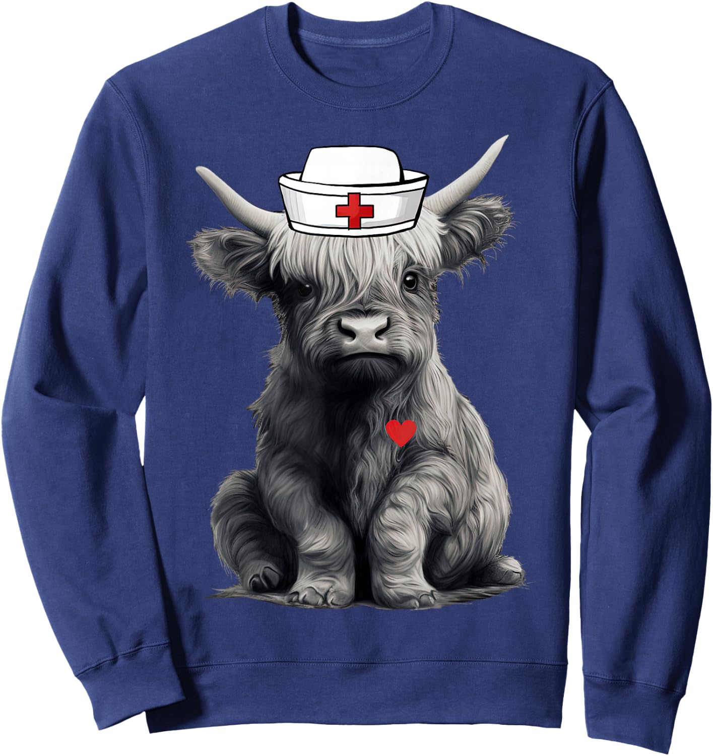 Cute Highland Cow Nurse Farm Cow Animal Lover Nursing Sweatshirt - Sweatshirt | Navy