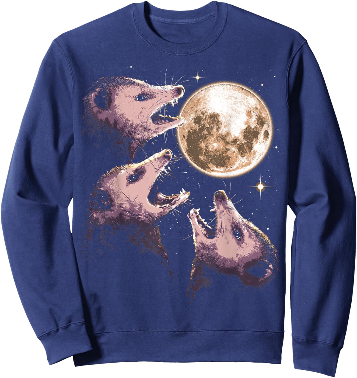 Three Opossums Howling at the Moon Funny Possum 3 Opossum Sweatshirt - Sweatshirt | Navy