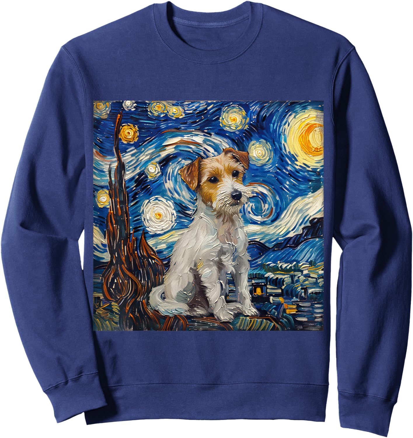 Jack Russel Terrier Van Gogh Starry Night Sweatshirt - Sweatshirt | Navy