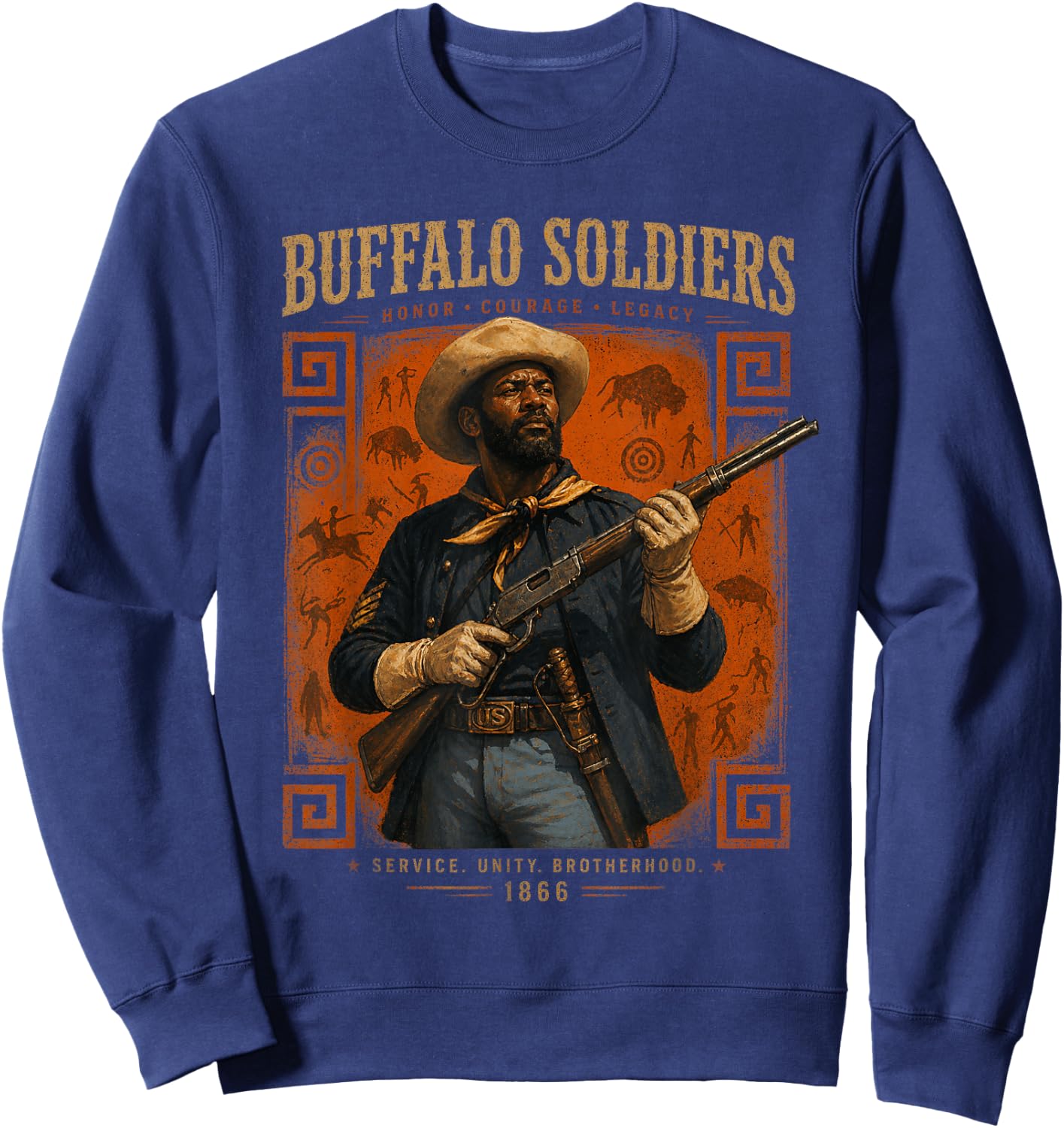 Buffalo Soldiers, African American Black History Military US Sweatshirt - Sweatshirt | Navy