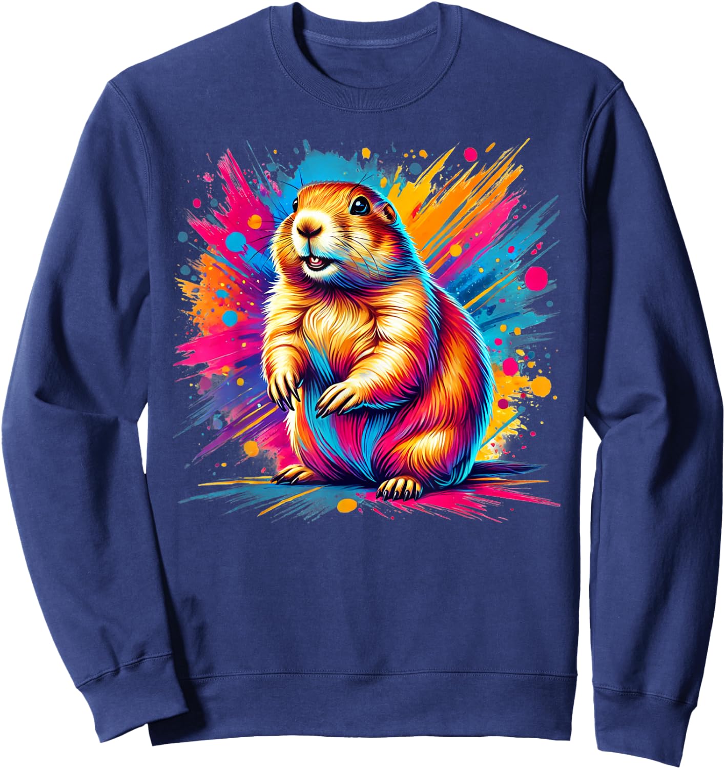 Cool Prairie Dog On Colorful Painted Prairie Dog Men Women Kids Sweatshirt - Sweatshirt | Navy