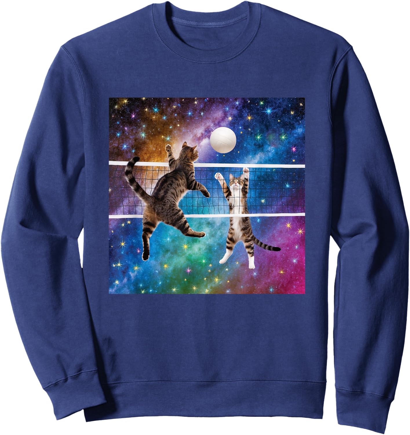Funny Volleyball Design Cats Playing Sweatshirt - Sweatshirt | Navy