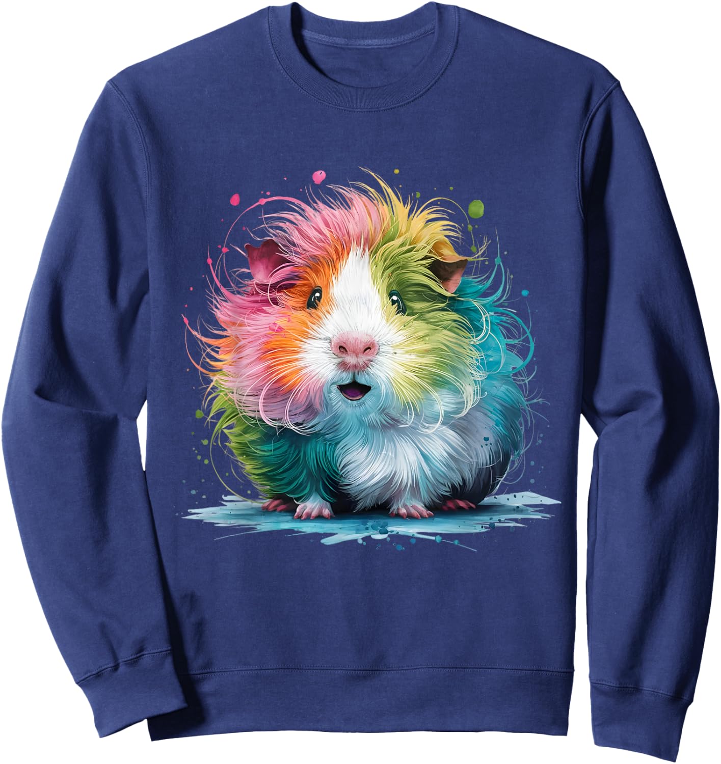 Guinea Pigs Men Woman Colorful Watercolor Guinea Pig Sweatshirt - Sweatshirt | Navy