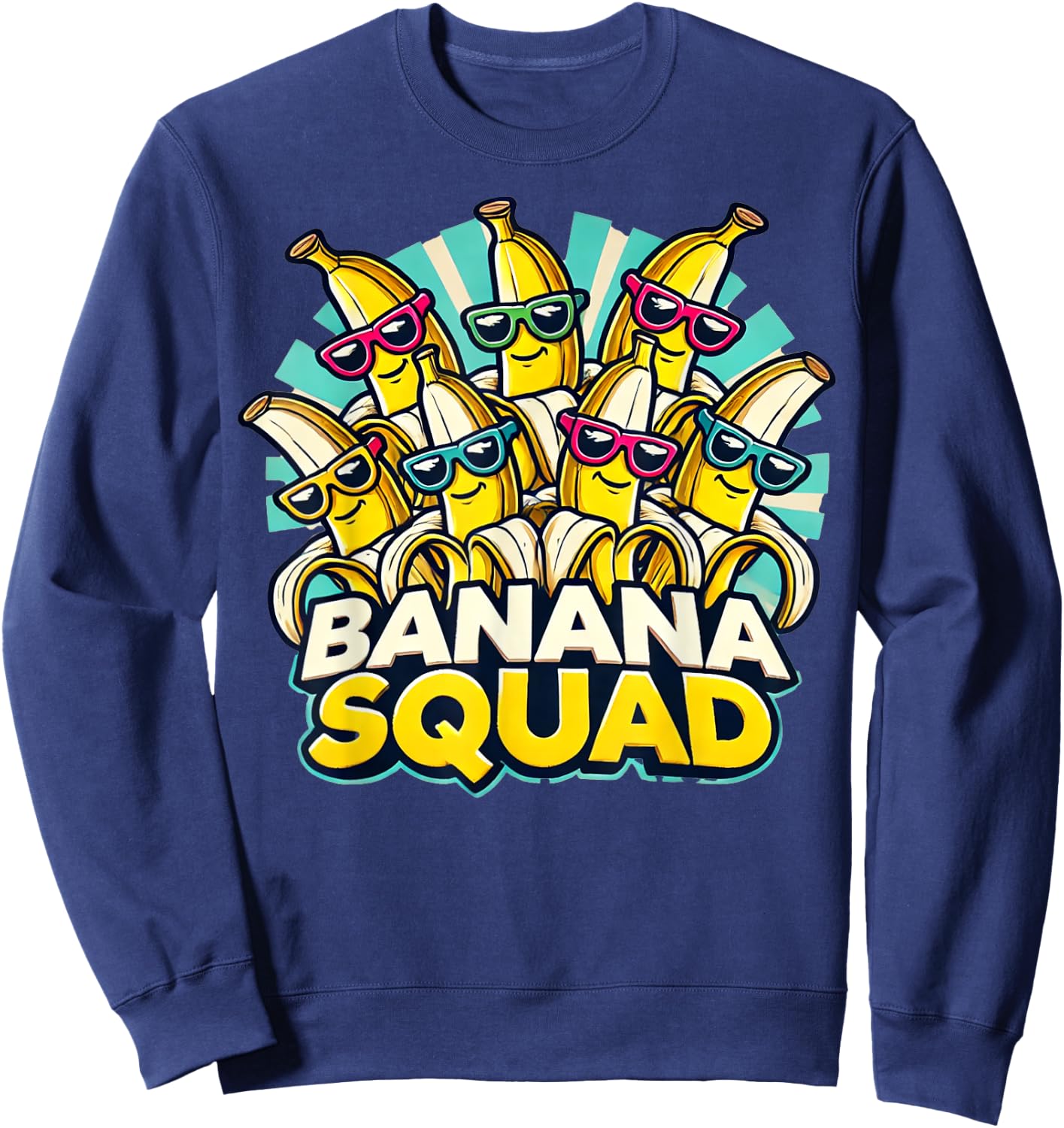 Funny Banana Squad Cartoon Crew Sweatshirt - Sweatshirt | Navy