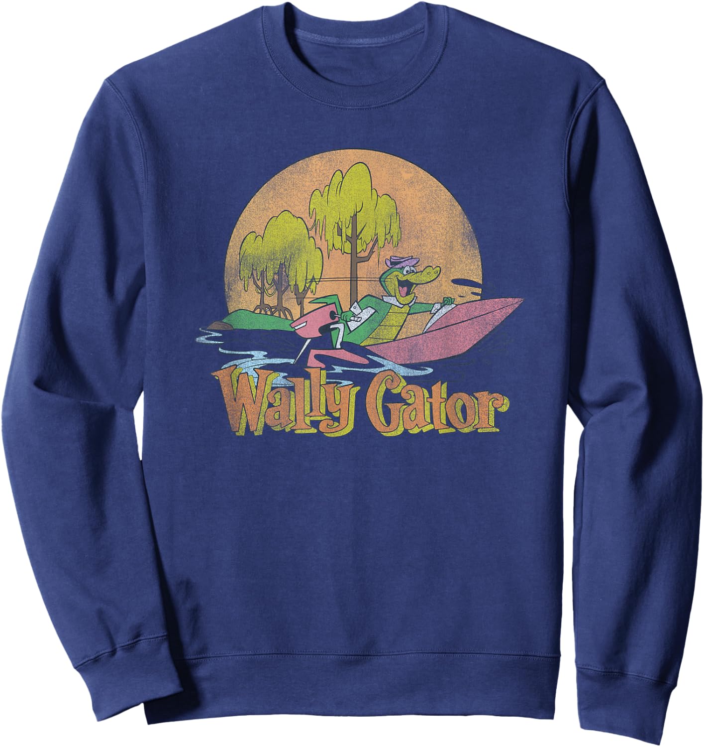 Popfunk Wally Gator Speedboat -Kids Blue Cotton 100% Small Sweatshirt - Sweatshirt | Navy