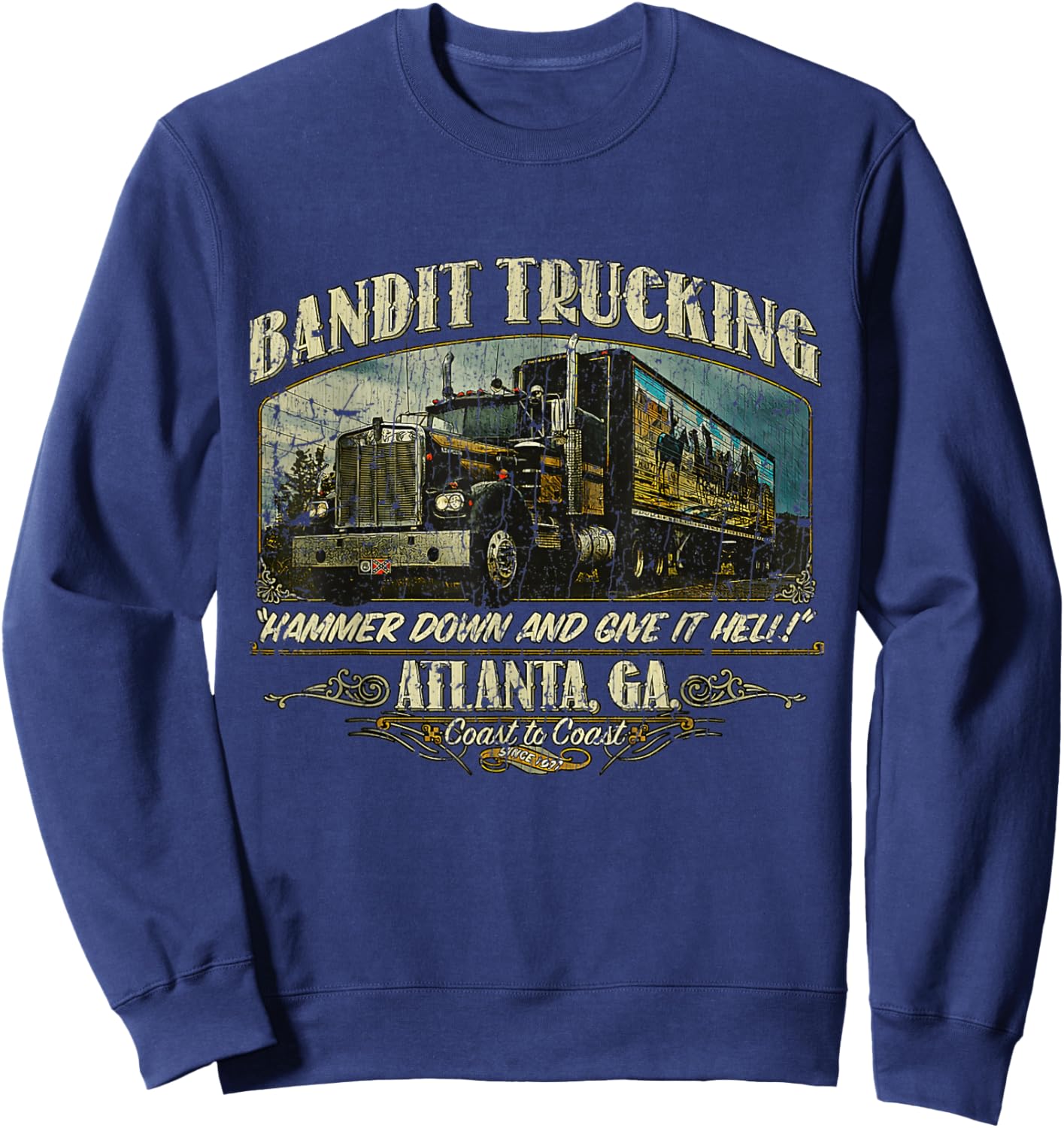 Huiibao Funny The Bandit Retro Trucking 1977 Sweatshirt - Sweatshirt | Navy