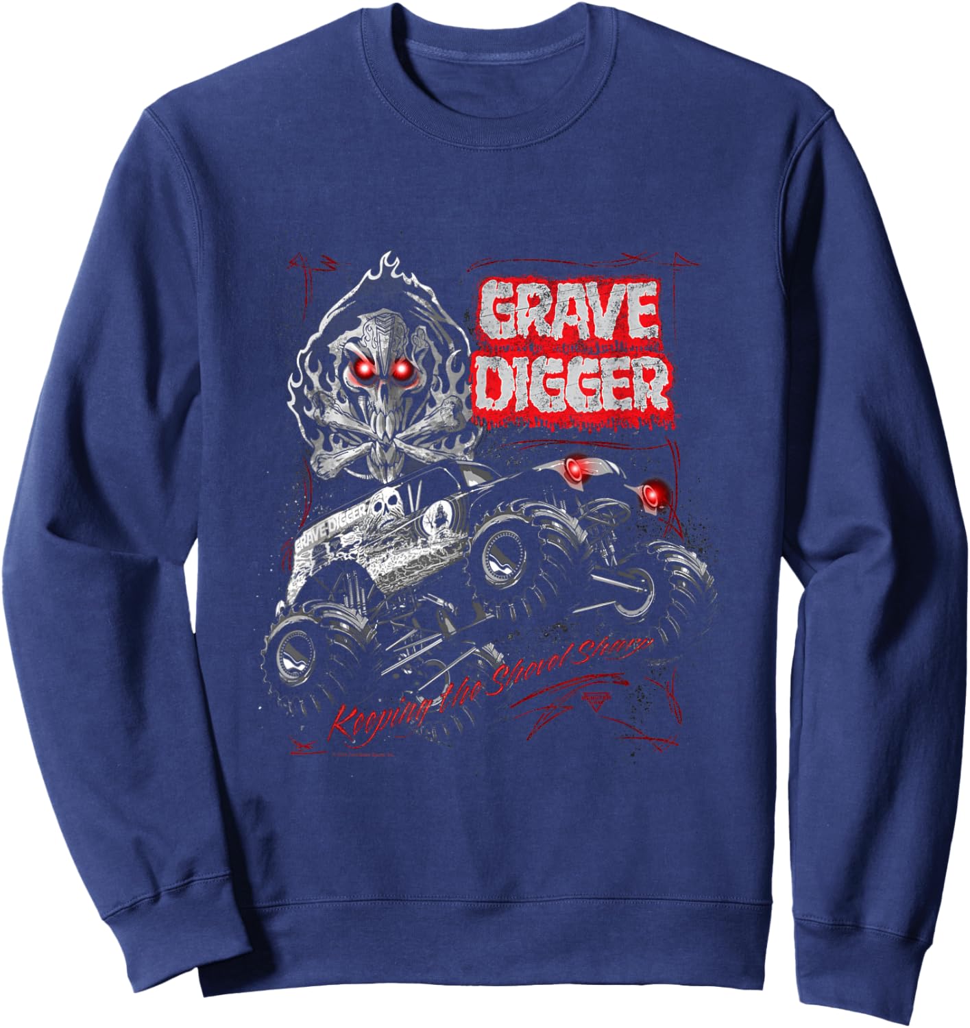 Monster Jam Grave Digger Red Eyes Truck Sweatshirt - Sweatshirt | Navy