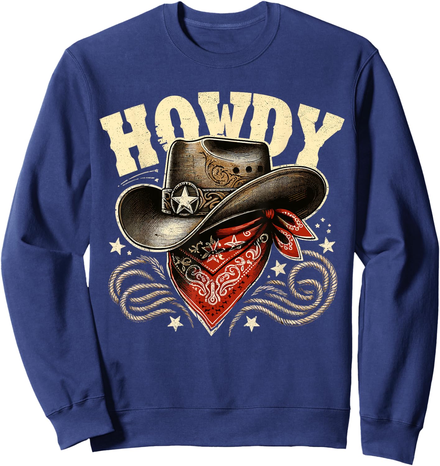 Howdy Cowboy Hat Western Rodeo Sweatshirt - Sweatshirt | Navy