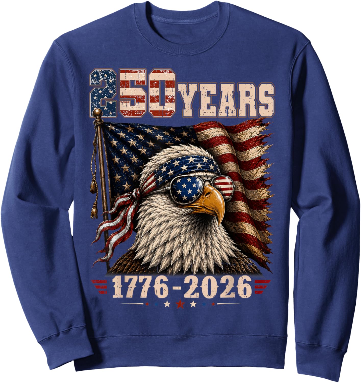 USA Flag 4th of July Eagle Patriotic 250 Years Women Sweatshirt - Sweatshirt | Navy