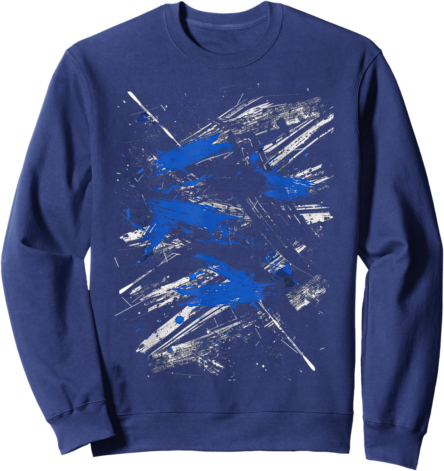 Blue And Black Splatter Graphic Sweatshirt - Sweatshirt | Navy