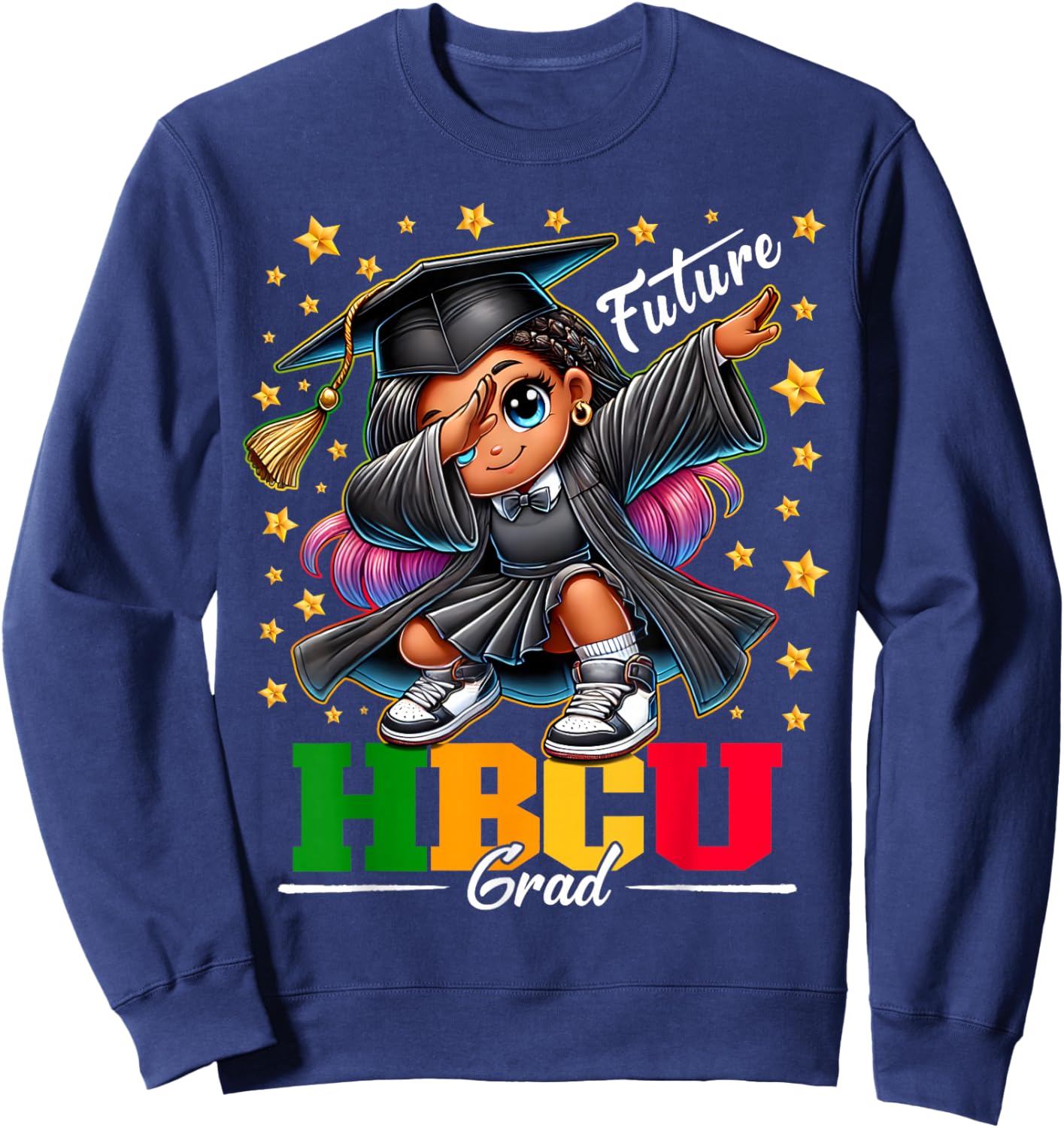 Proud Historical Black Colleges and Universities Future HBCU Grad Dabbing Girl Graduation for Girls Kids - Black - Small Sweatshirt - Sweatshirt | Navy