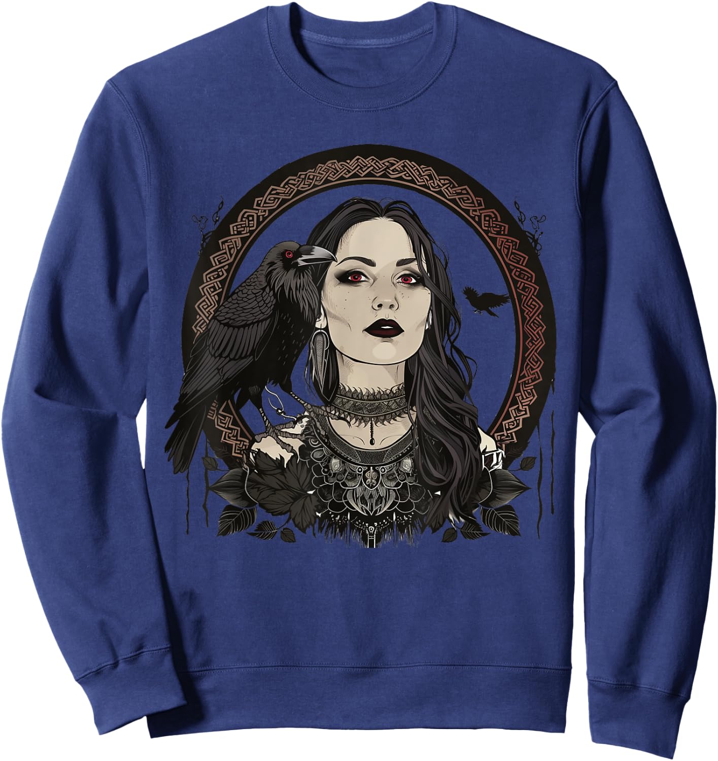 Luna Elizabeth Art Morrigan Portrait Celtic Goddess Mythology Sweatshirt - Sweatshirt | Navy