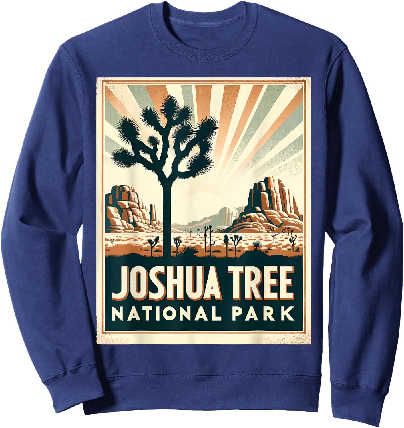 Joshua Tree National Park Vintage Hiking Camping Outdoor Sweatshirt - Sweatshirt | Navy