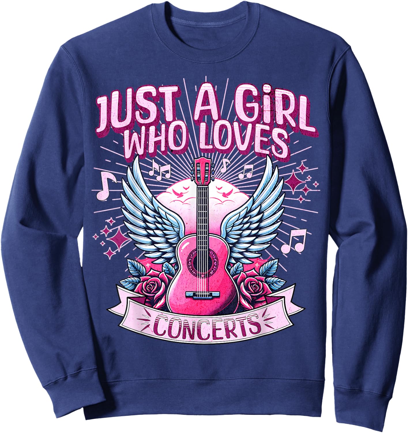 Just A Girl Who Loves Concerts Cute Rock Concert Fans Sweatshirt - Sweatshirt | Navy