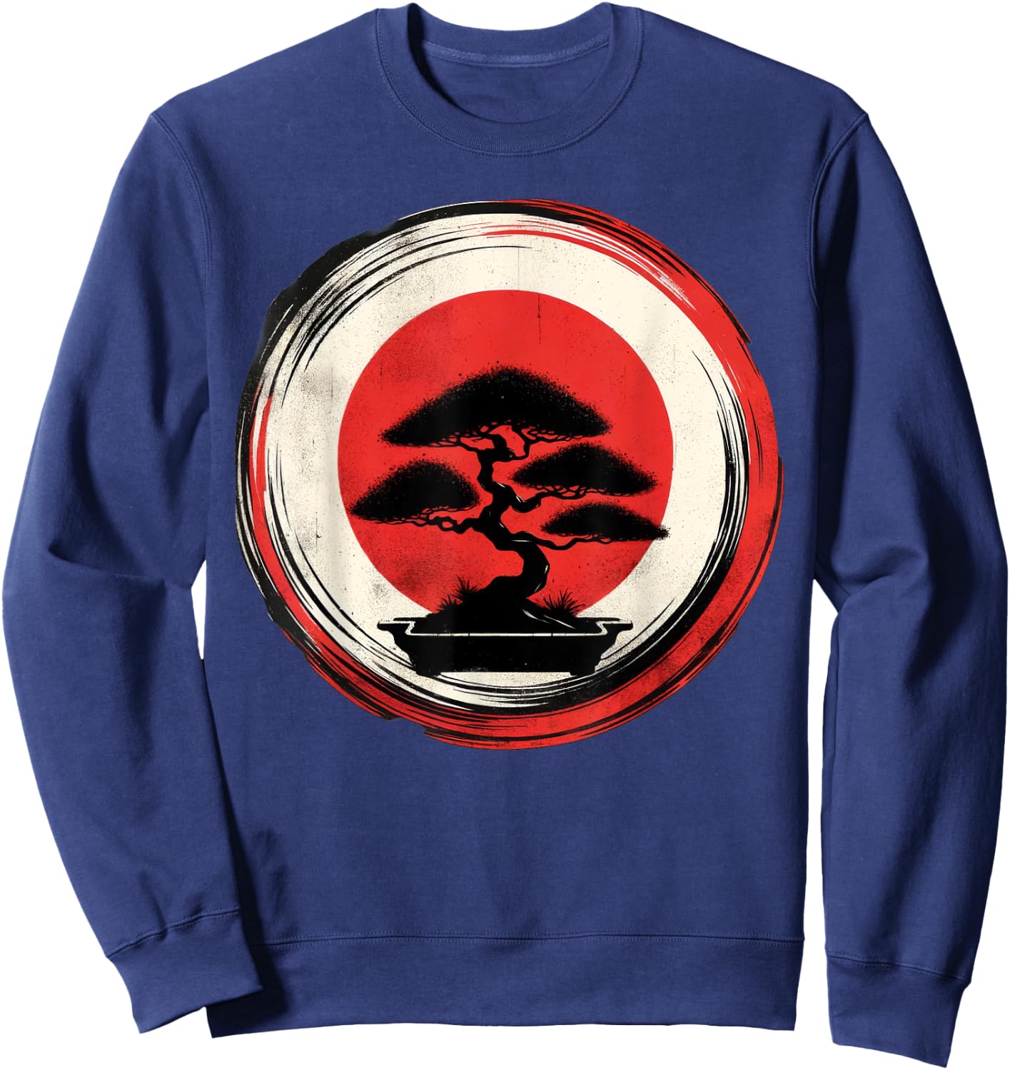 Japanese Bonsai Tree Zen Enso Circle Sweatshirt - Sweatshirt | Navy