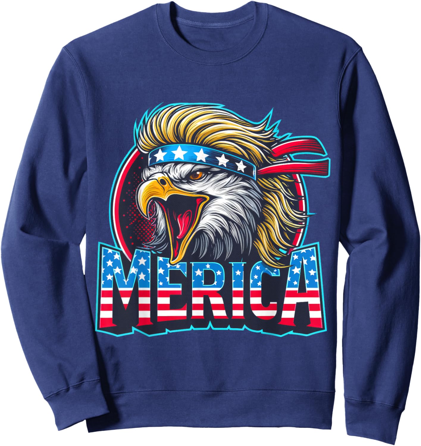 4th of July Patriotic Funny Eagle July 4th USA Merica Kids Men Sweatshirt - Sweatshirt | Navy