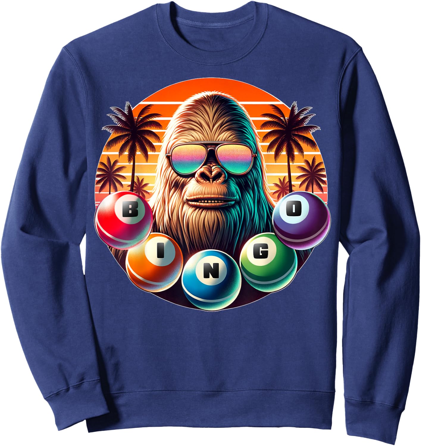 Funny Bingo Shirts Bingo Player Caller Bigfoot Sweatshirt - Sweatshirt | Navy