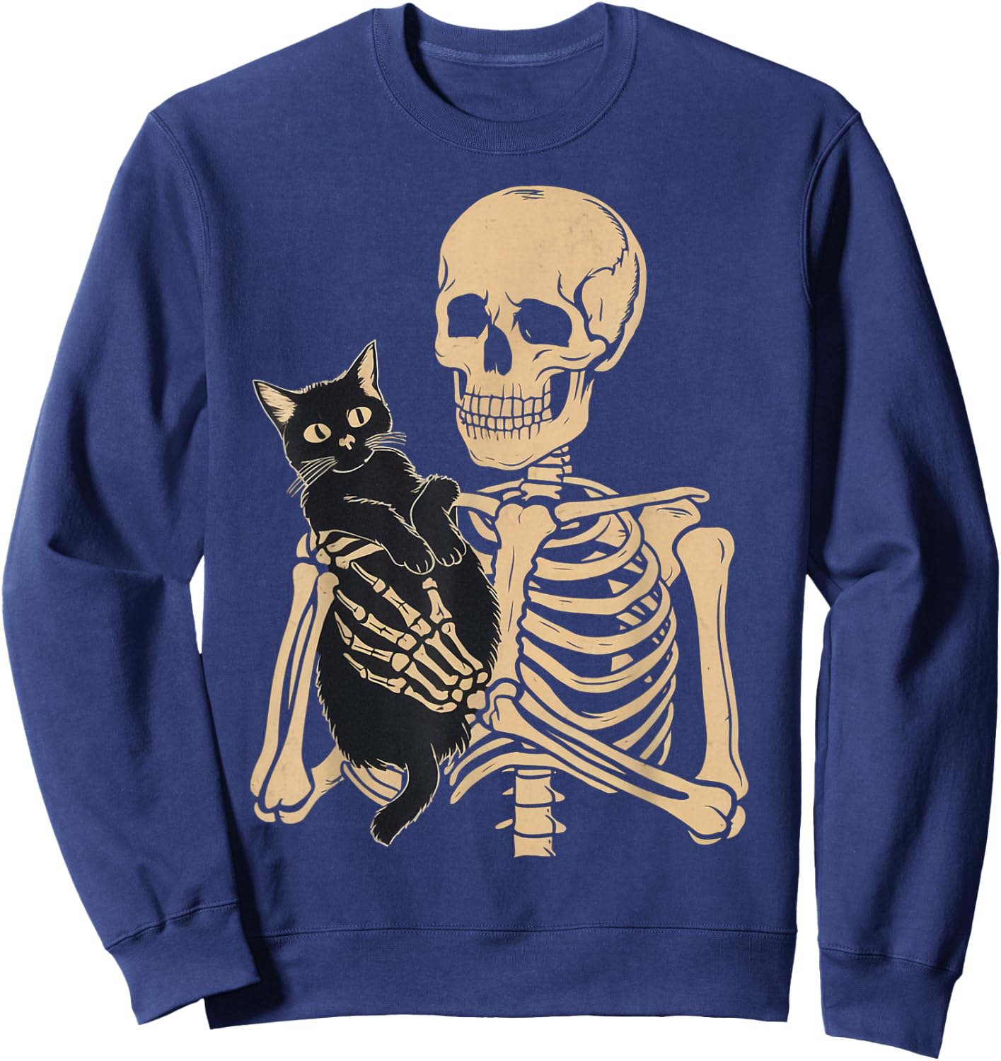 Black Cat Apparel Halloween Graphic -Adults Cat Mom Cat Dad Black Small Sweatshirt - Sweatshirt | Navy