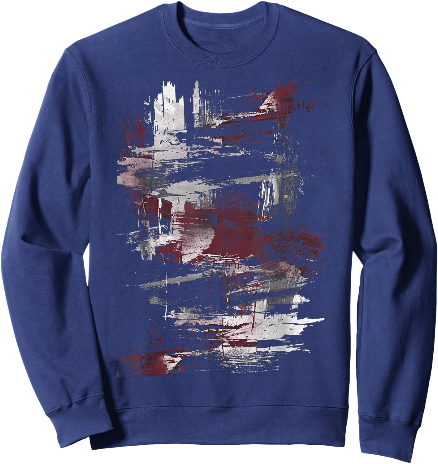 Black And White Red Accent Art Graphic Sweatshirt - Sweatshirt | Navy