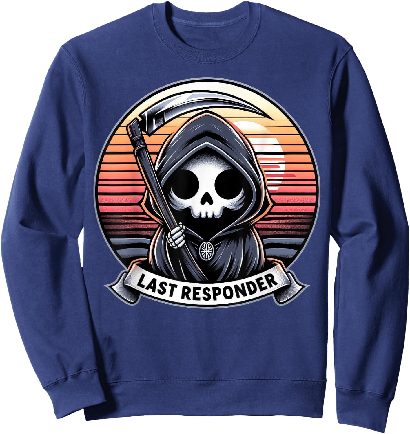 Grim Reaper Funny Dark Meme Mortician Last Responder Vintage Sweatshirt - Sweatshirt | Navy