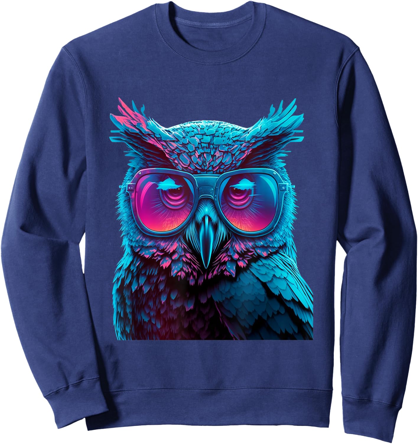 Colorful Owl wearing glasses graphic Sweatshirt - Sweatshirt | Navy