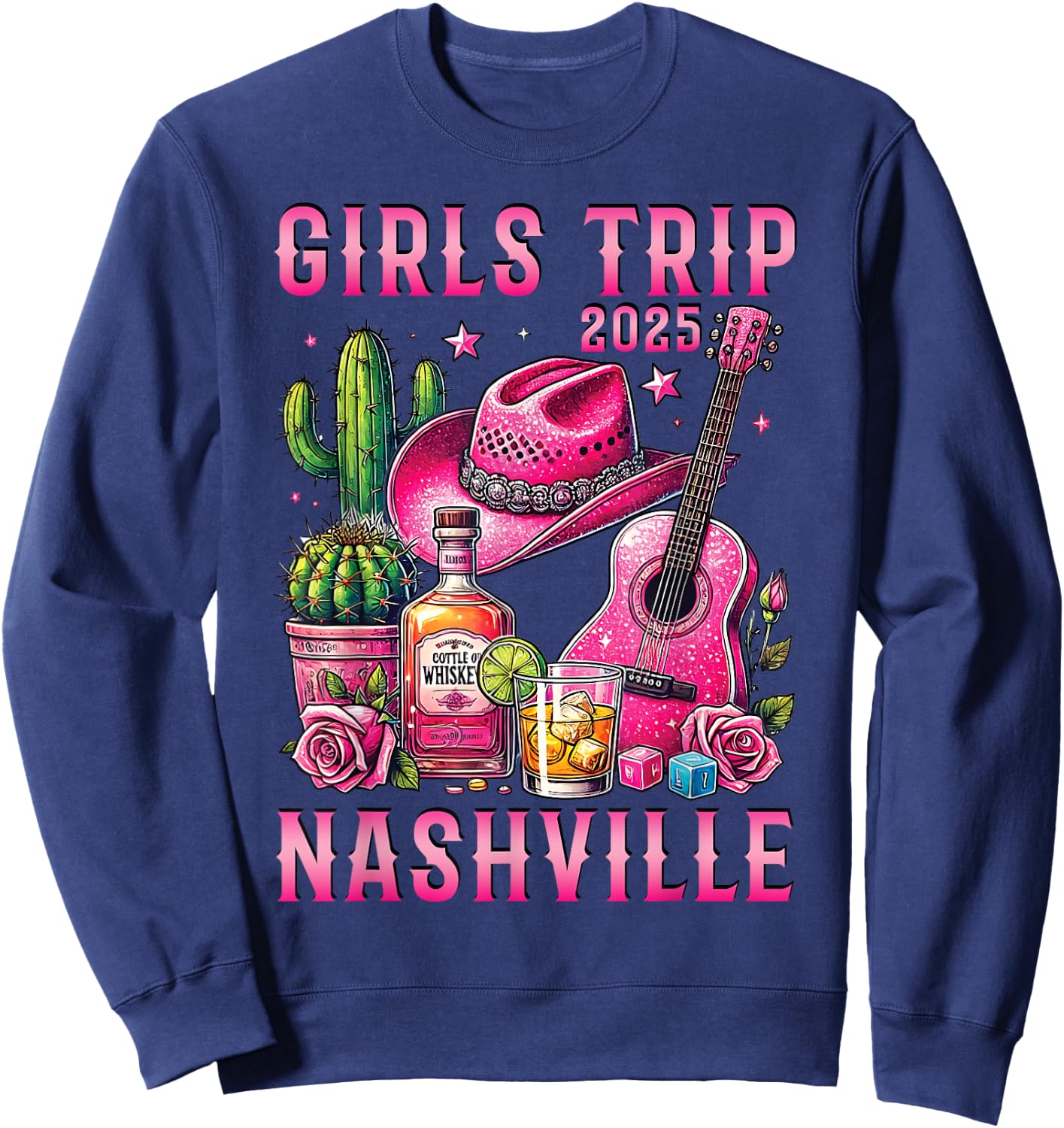 Girls Trip Nashville 2025 Summer Vacation Ladies Weekend Sweatshirt - Sweatshirt | Navy