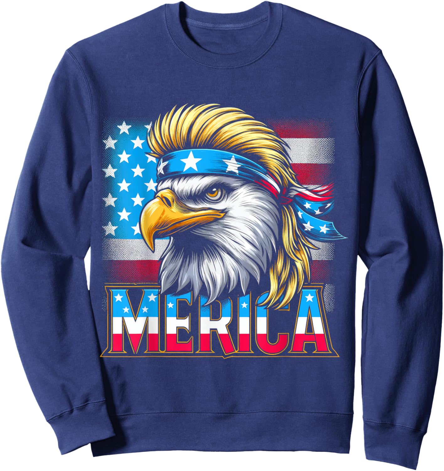 4th of July Patriotic Funny Eagle July 4th USA Merica Kids Men Sweatshirt - Sweatshirt | Navy