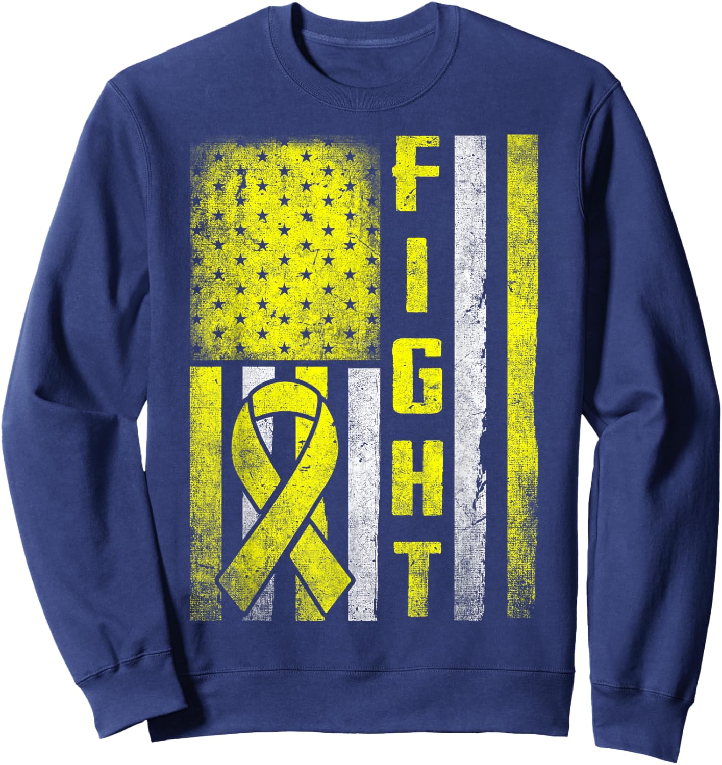 Ewing Sarcoma Fight Sarcoma Cancer Awareness Yellow Ribbon Sweatshirt - Sweatshirt | Navy