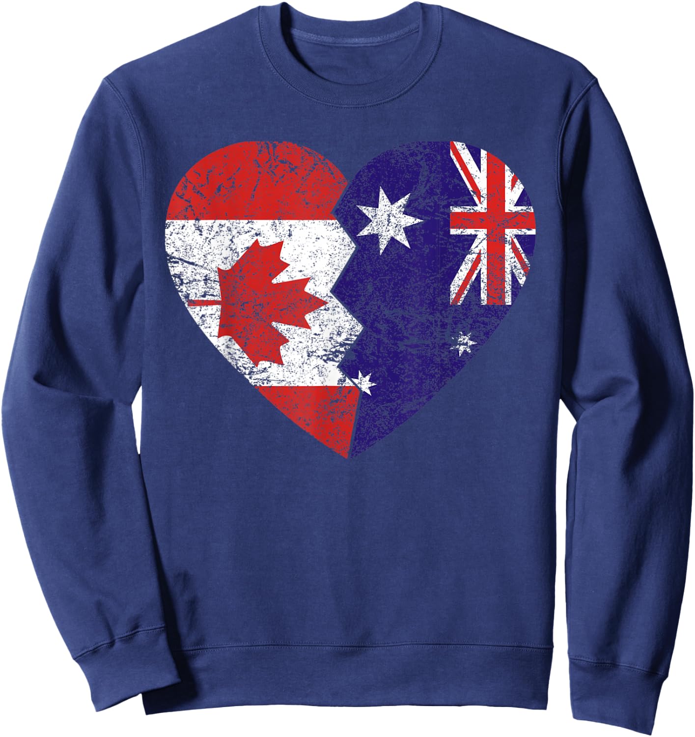 Australian Canadian Flags Heart | Canada Australia Roots Sweatshirt - Sweatshirt | Navy