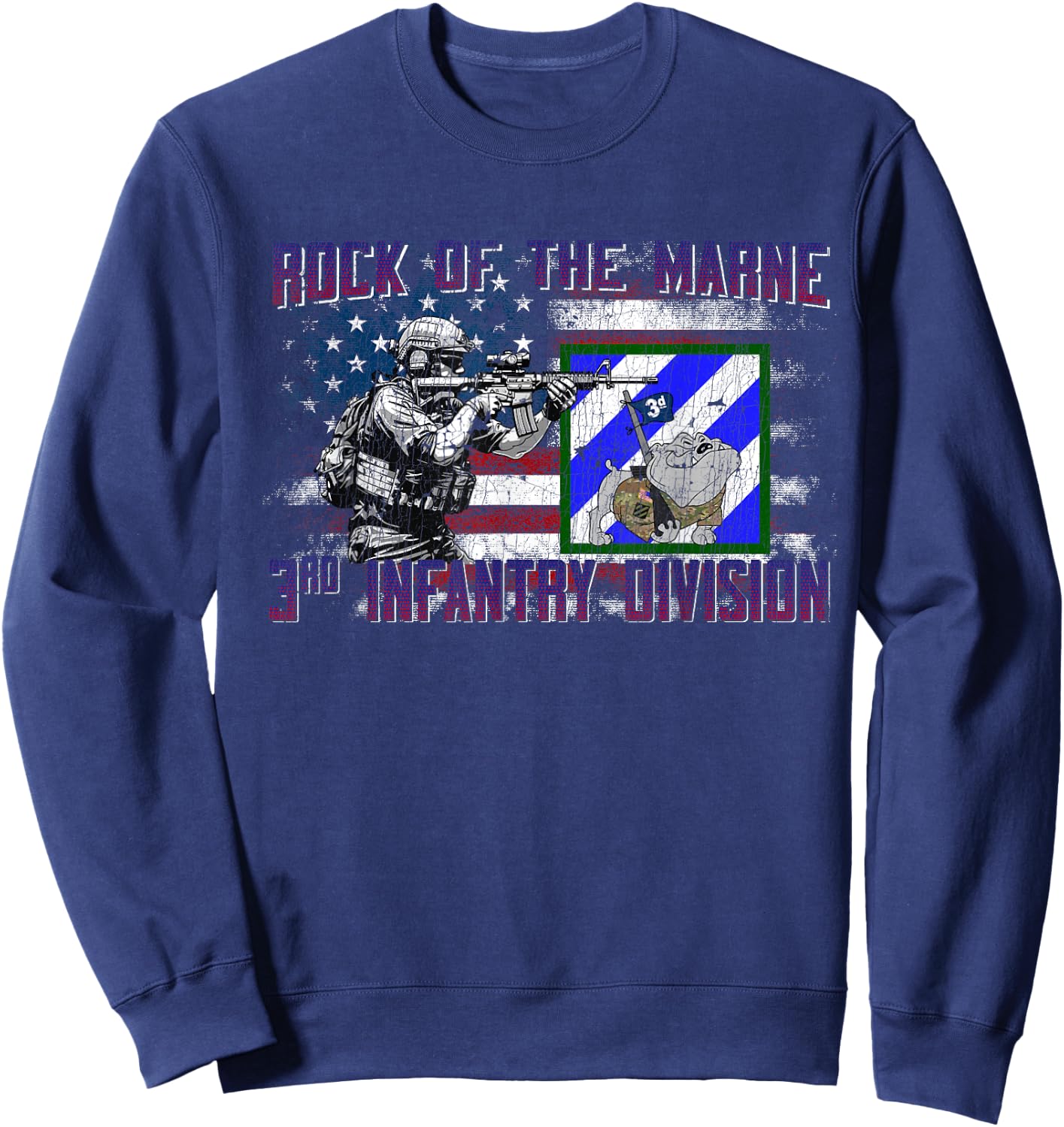 3rd Infantry Division 3ID Rock of the Marne Fort Stewart Sweatshirt - Sweatshirt | Navy