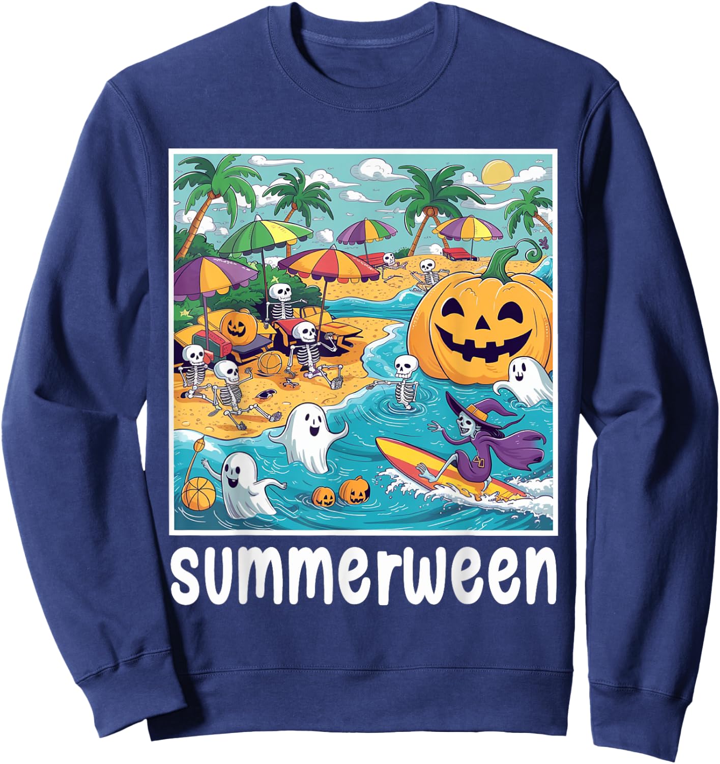 Halloween Summer Celebrate Summerween Vibes Men Women Girls Kids Sweatshirt - Sweatshirt | Navy