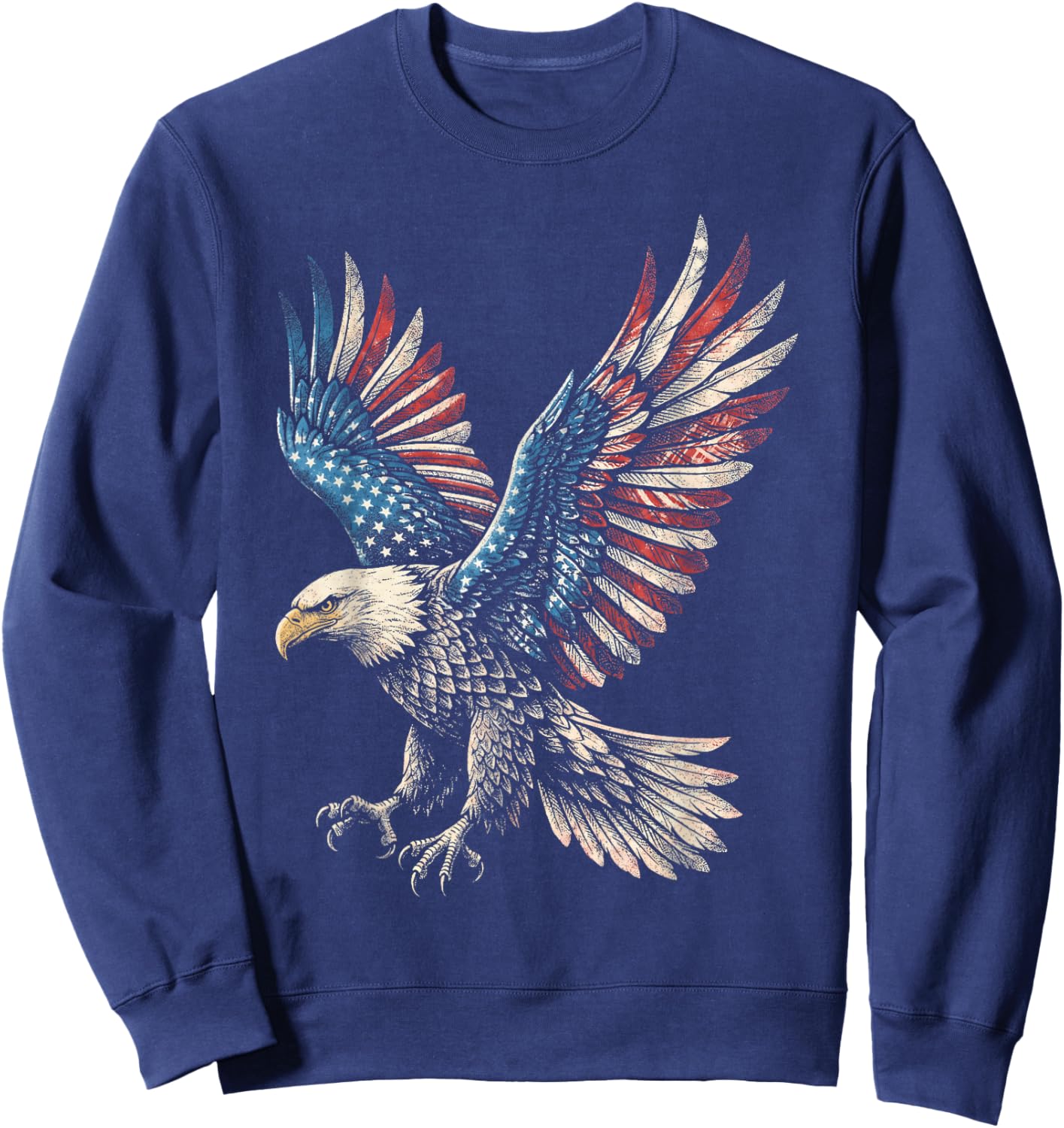 Eagle American Flag 4th of July USA Patriotic Men Women Sweatshirt - Sweatshirt | Navy