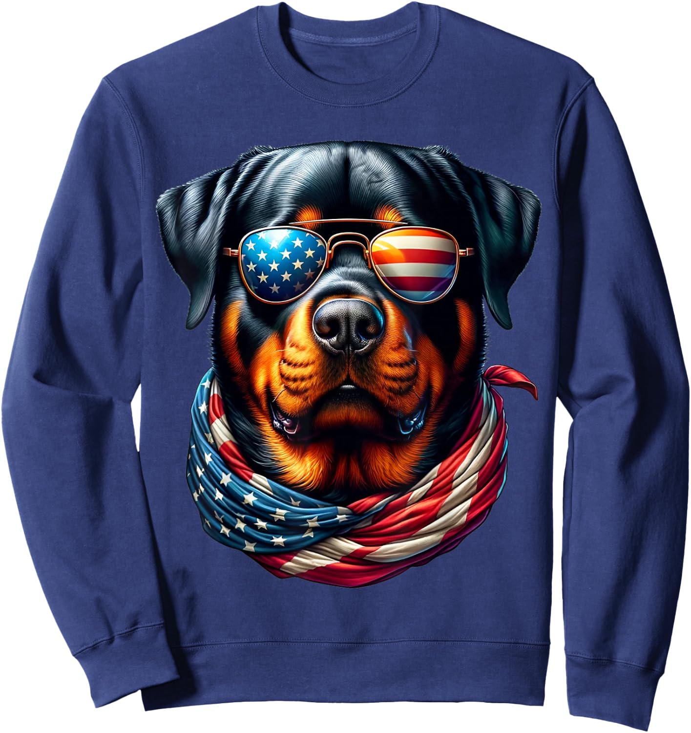 Rottweiler USA Flag Sunglasses Patriotic Dog 4th of July Sweatshirt - Sweatshirt | Navy