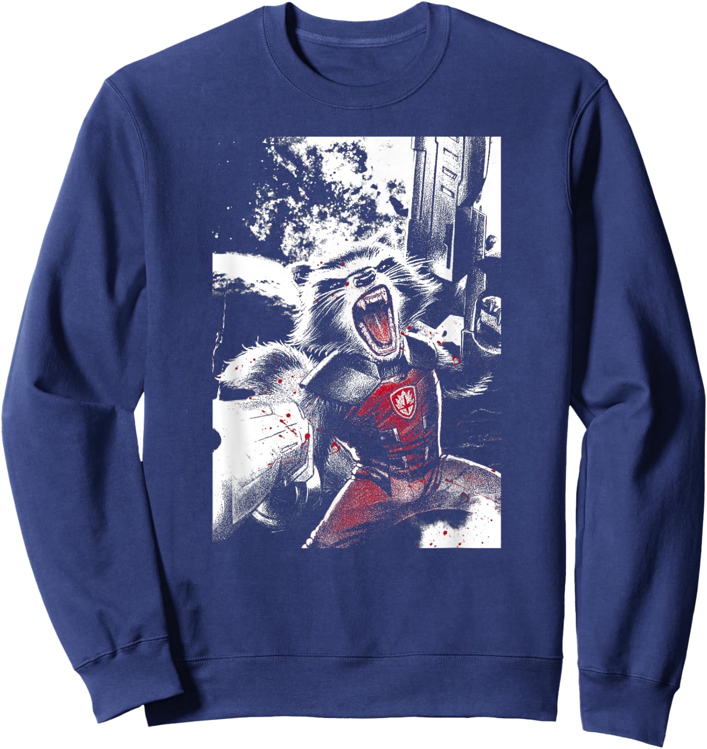 Marvel Guardians of The Galaxy Rocket Raccoon Roar Poster Small Sweatshirt - Sweatshirt | Navy