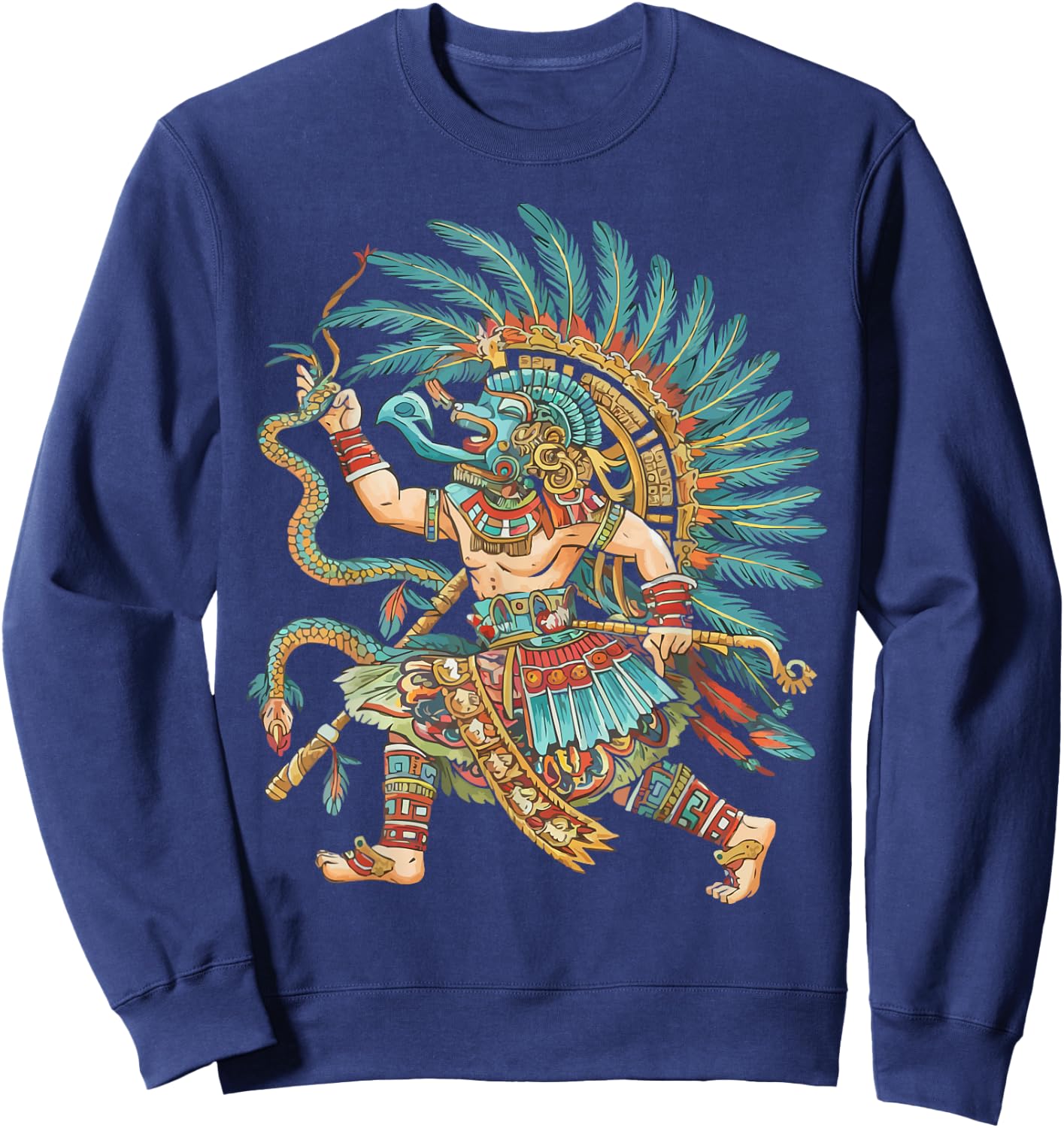 Aztec God Aztec Culture Mayan Indigenous Tlaloc Statue Sweatshirt - Sweatshirt | Navy