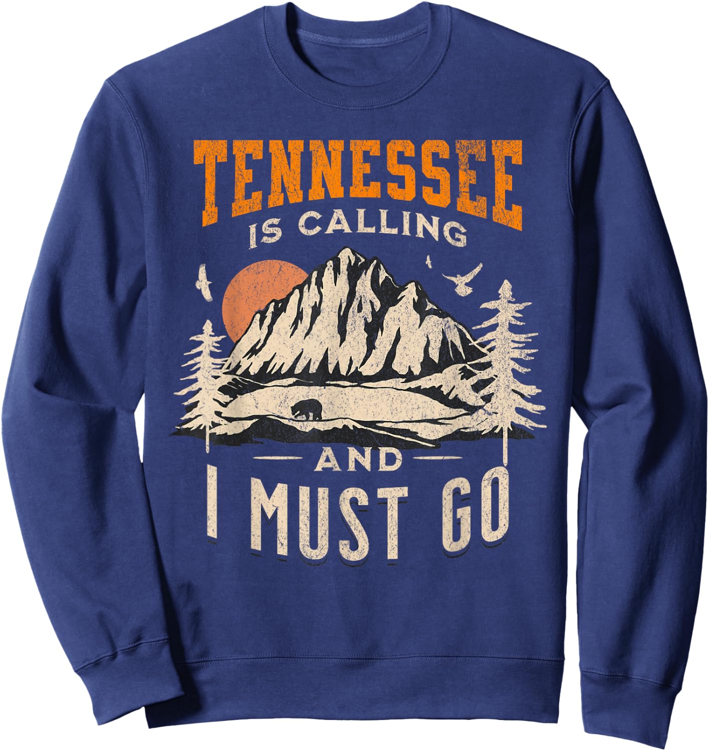 Vintage Tennessee Is Calling And I Must Go, Distressed Print Sweatshirt - Sweatshirt | Navy