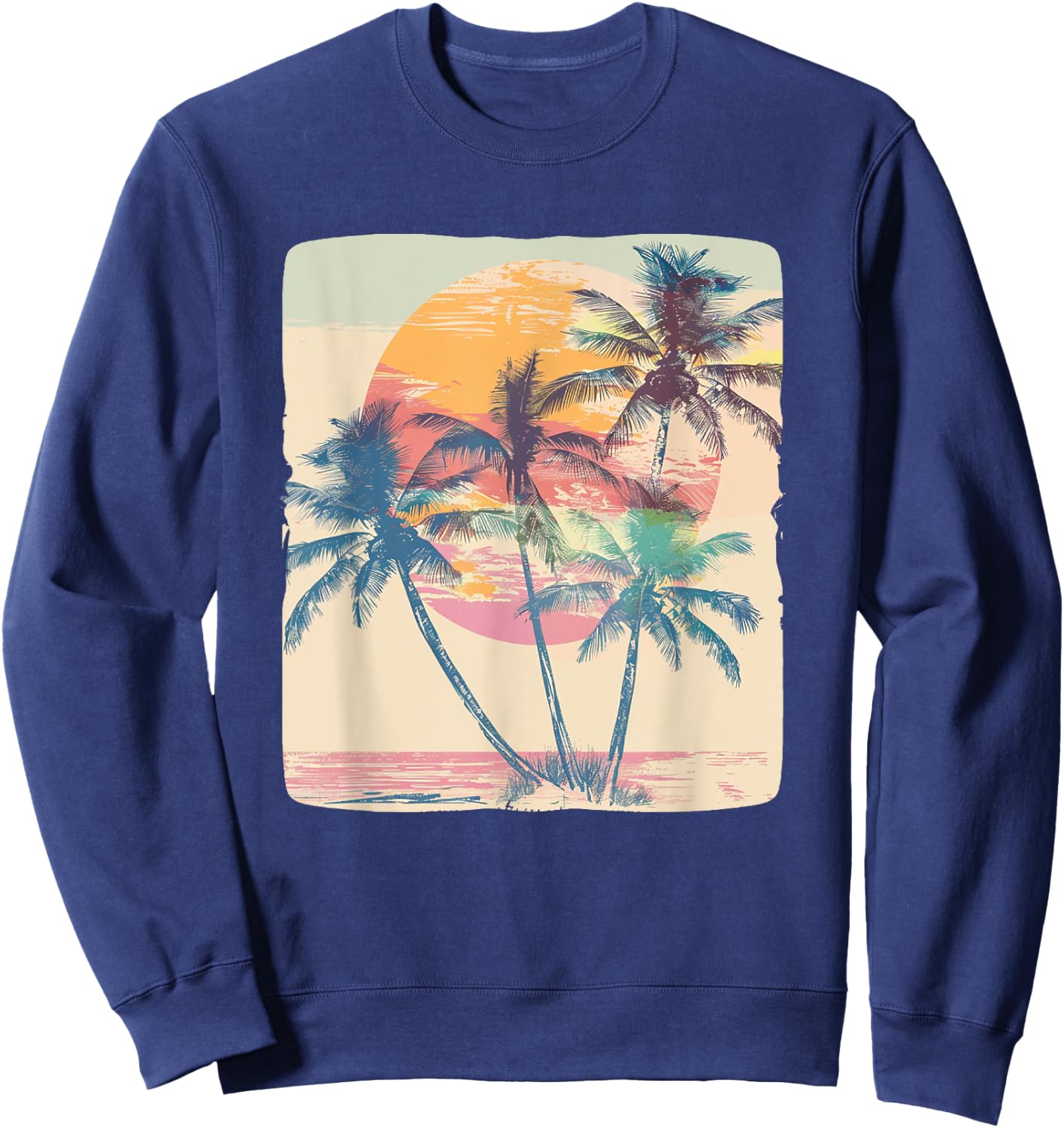 Vintage Palm Trees for a Classic Vacation Look Sweatshirt - Sweatshirt | Navy