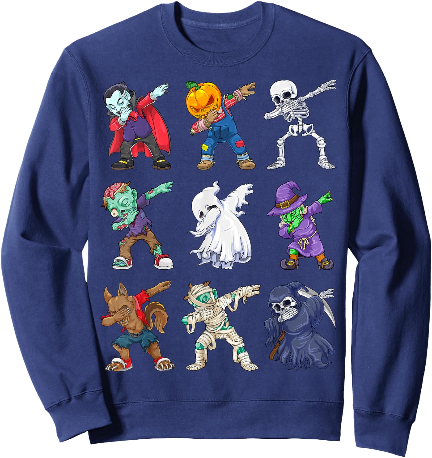 Dabbing Halloween Boys Skeleton Zombie Scary Pumpkin Mummy Sweatshirt - Sweatshirt | Navy