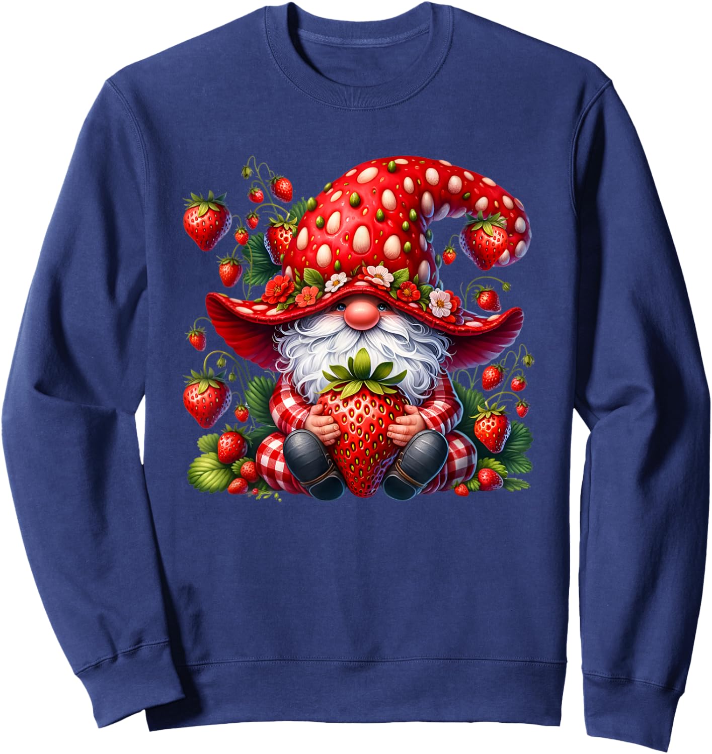 Cute Summer Gnome Dad Graphic And Men Strawberry Sweatshirt - Sweatshirt | Navy