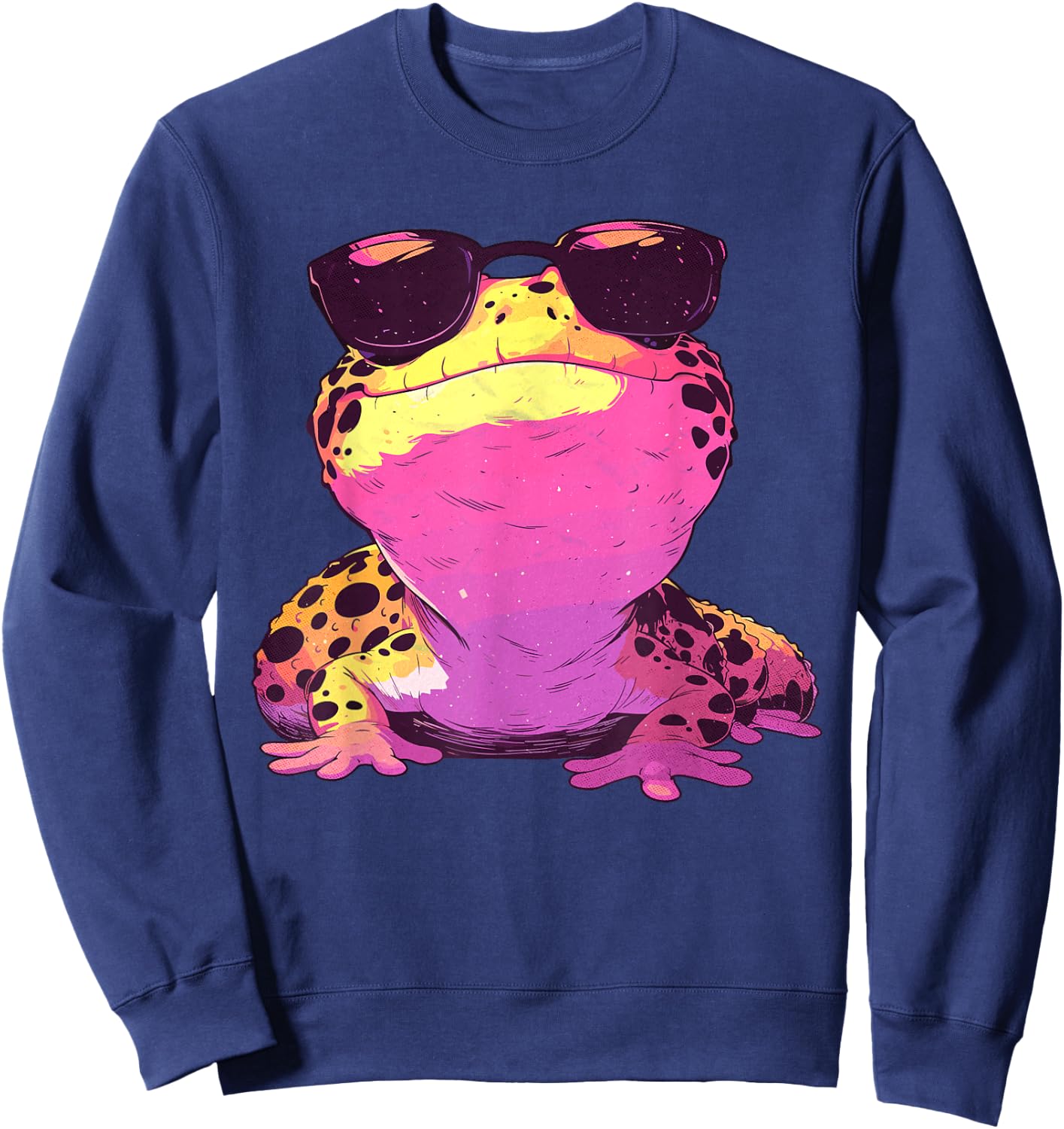 Fun Kawaii Lizard With Sunglasses Pastel Goth Leopard Gecko Sweatshirt - Sweatshirt | Navy