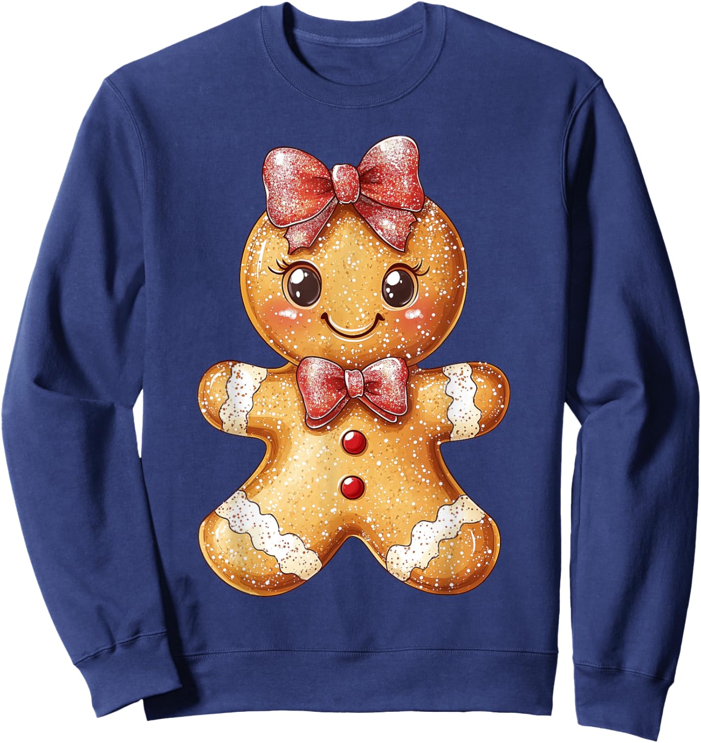Coquette Bow Christmas Girly Gingerbread Cookie Baking Kids Sweatshirt - Sweatshirt | Navy