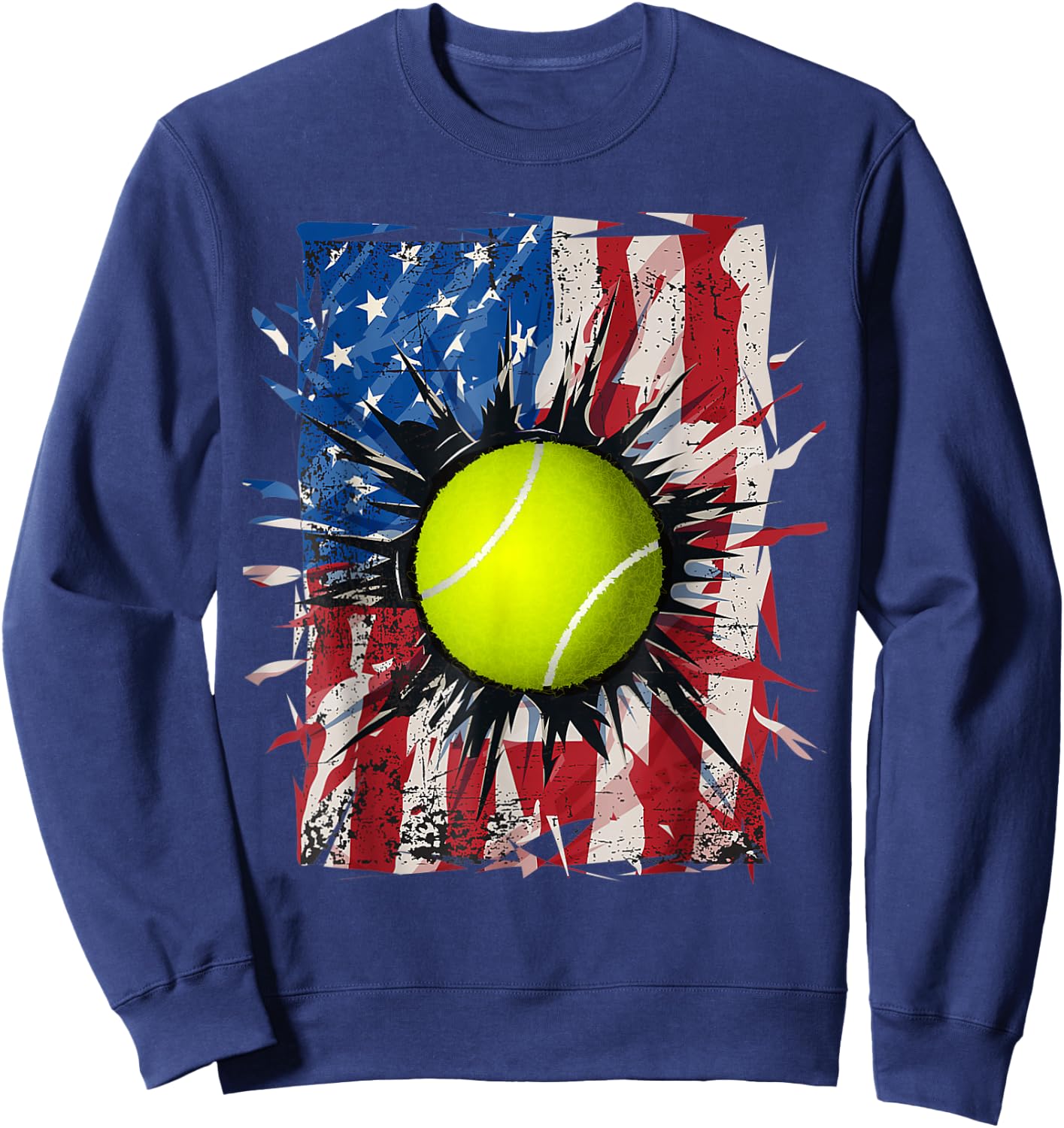 Patriotic Tennis 4th Of July Men USA American Flag Boys Sweatshirt - Sweatshirt | Navy