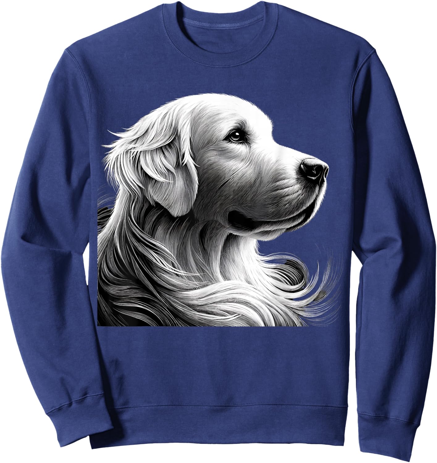 Majestic White English Cream Golden Retriever Sketch Devine Sweatshirt - Sweatshirt | Navy