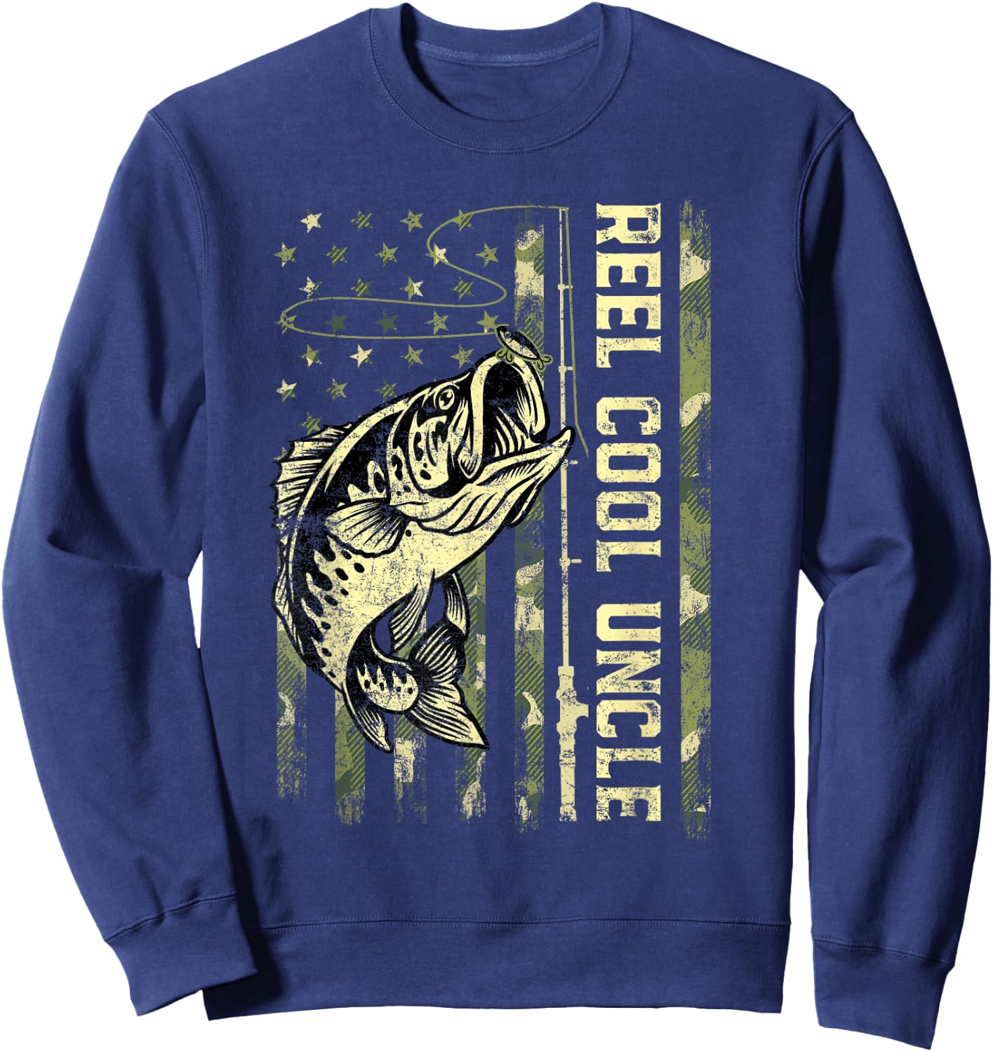 Reel Cool Uncle Fisherman Camouflage Father's Day Sweatshirt - Sweatshirt | Navy