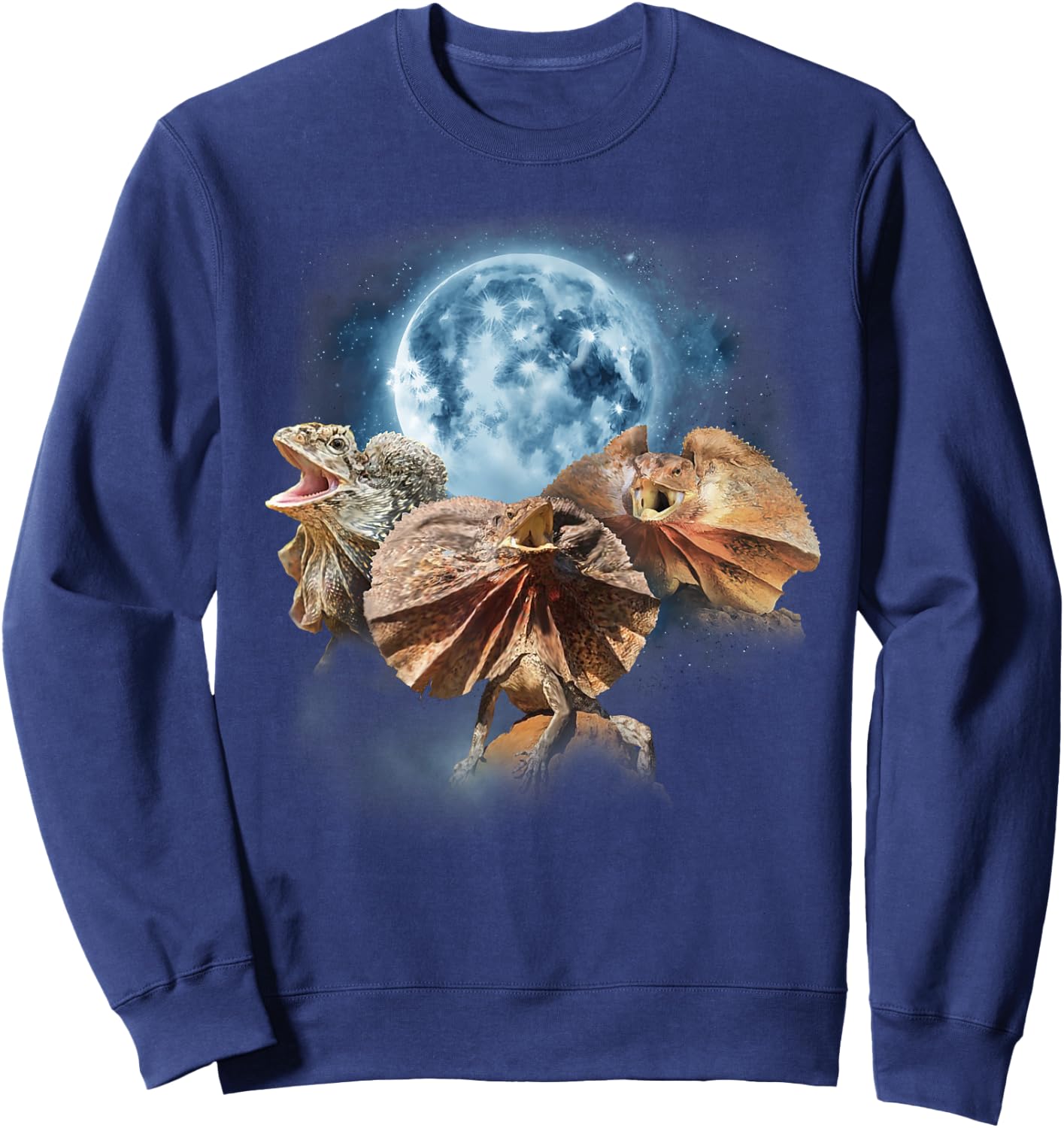 Frilled Lizard Shirt - Funny Lizards Howling at the Moon Sweatshirt - Sweatshirt | Navy