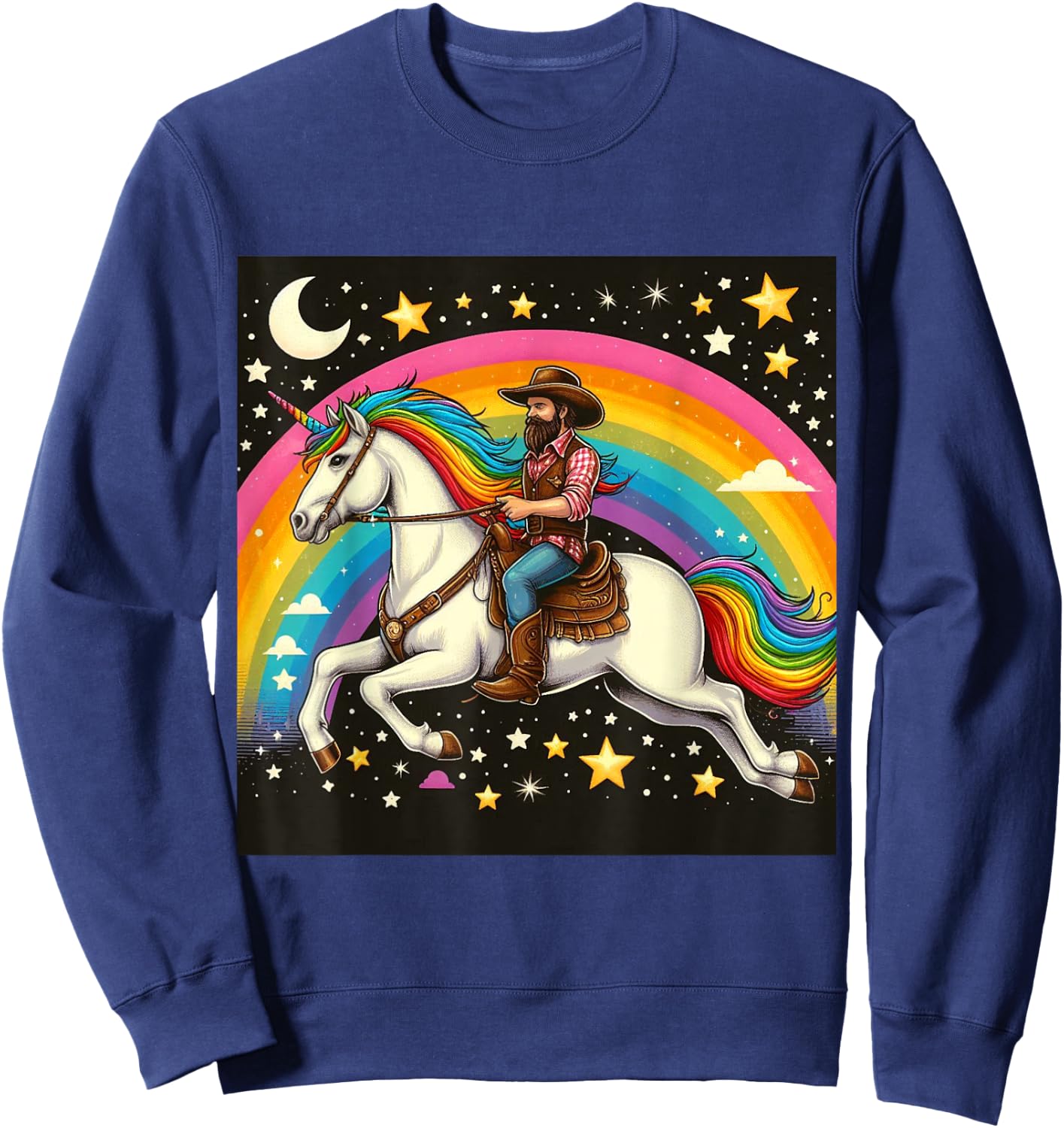 Cowboy Riding A Unicorn Boys Girls Men Women Kids Adults Sweatshirt - Sweatshirt | Navy