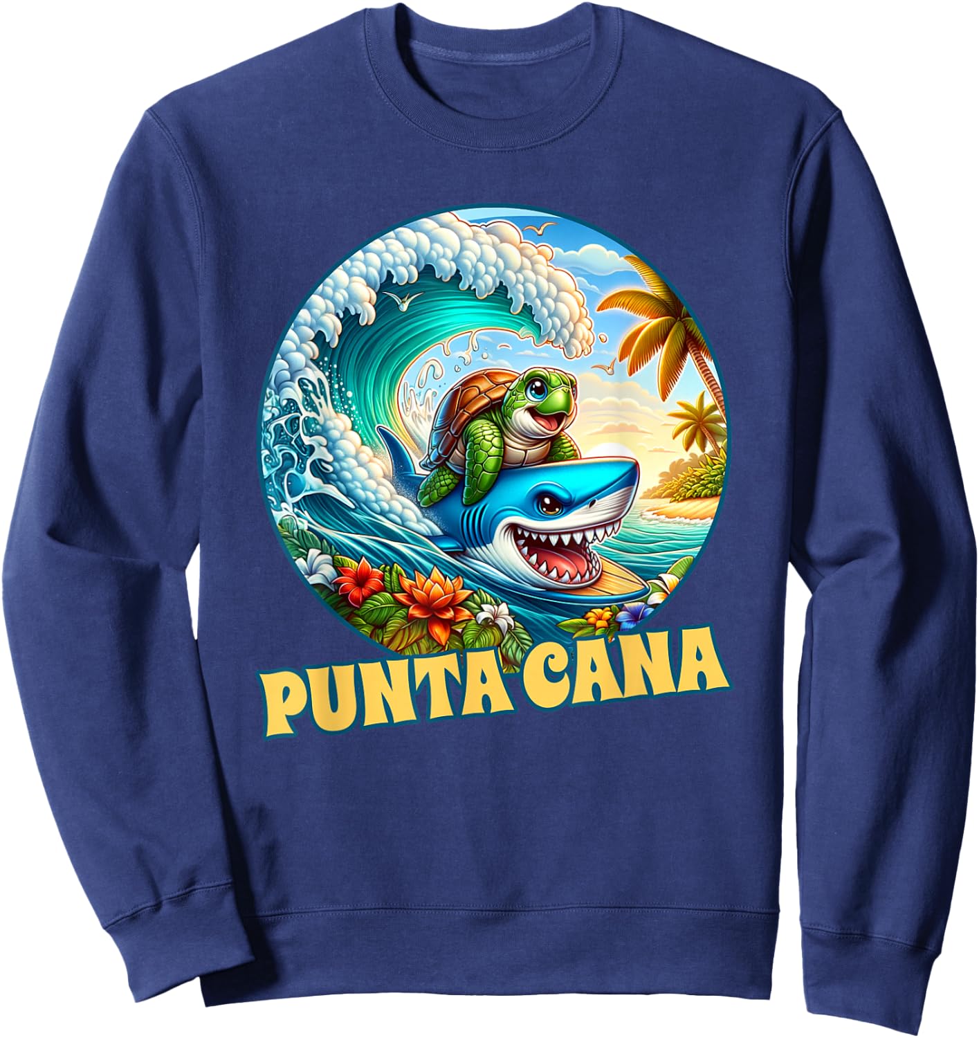 Punta Cana Surfing Sea Turtle and Shark Sweatshirt - Sweatshirt | Navy