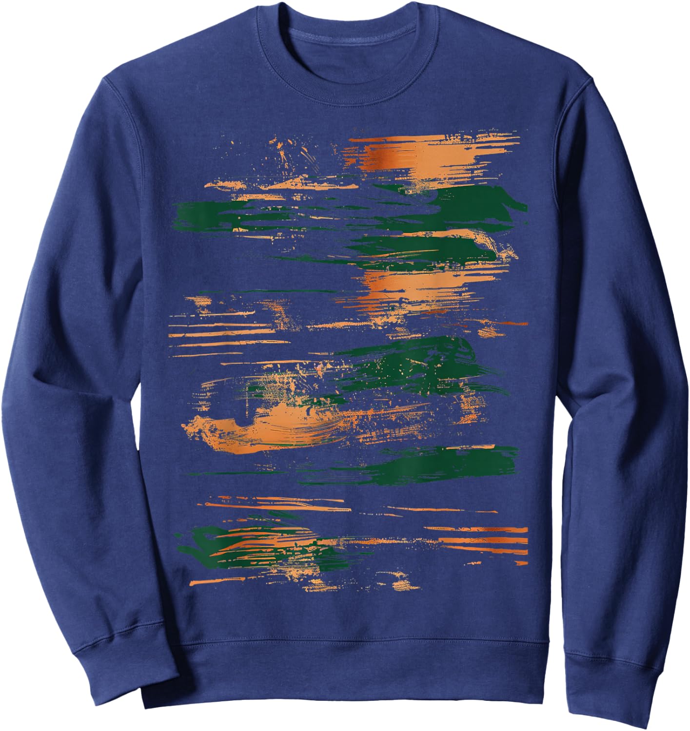 Green Orange Black Brushstrokes Graphic Sweatshirt - Sweatshirt | Navy