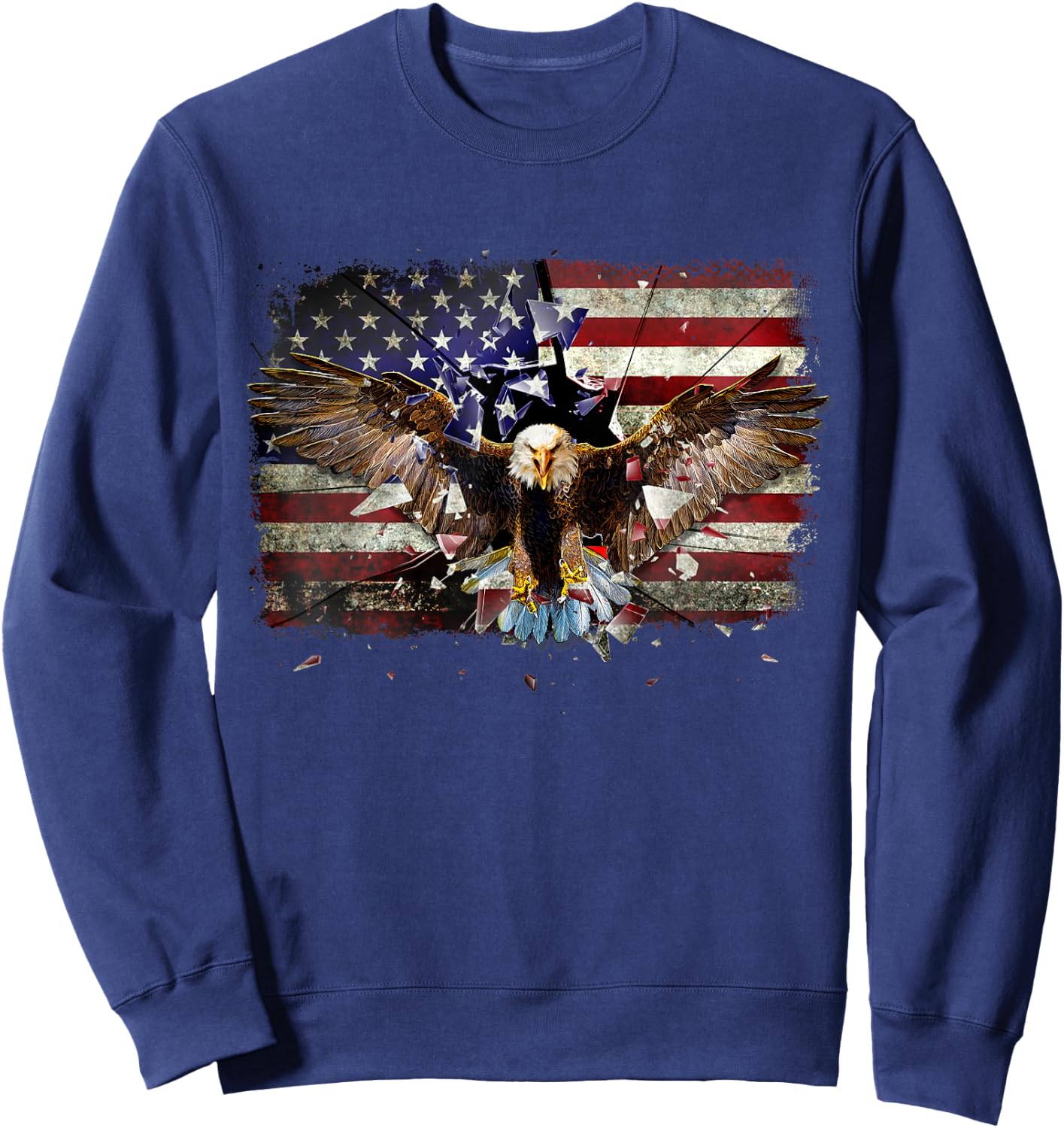 Eagle Patriotic USA American Flag 4th of July Men Women Kids Sweatshirt - Sweatshirt | Navy