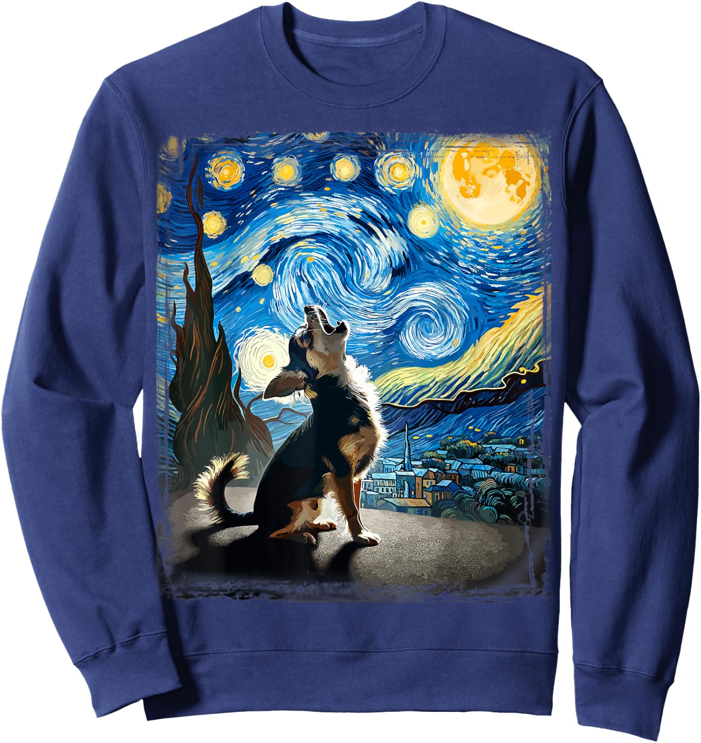 Chihuahua Dog Canine Art Van Gogh Starry Night Chihuahua Sweatshirt - Sweatshirt | Navy